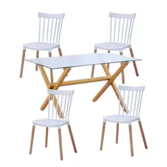 GENERICO - Juego comedor 140x90 mas 4 sillas Windsor BLANCAS