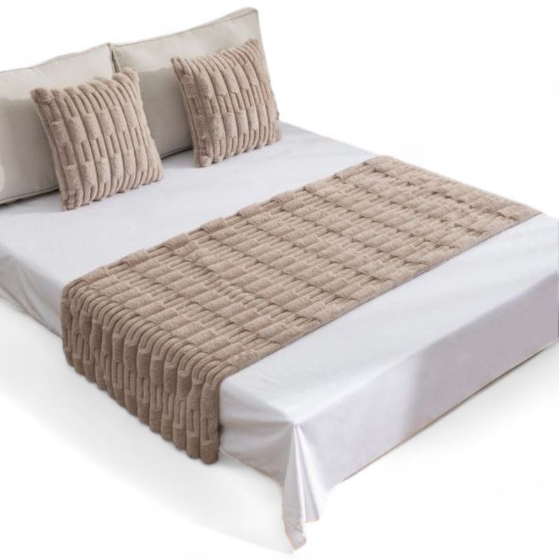 GENERICO - Piecera 70x210cm + 2 Fundas Peluditas Texturizada King - Caqui