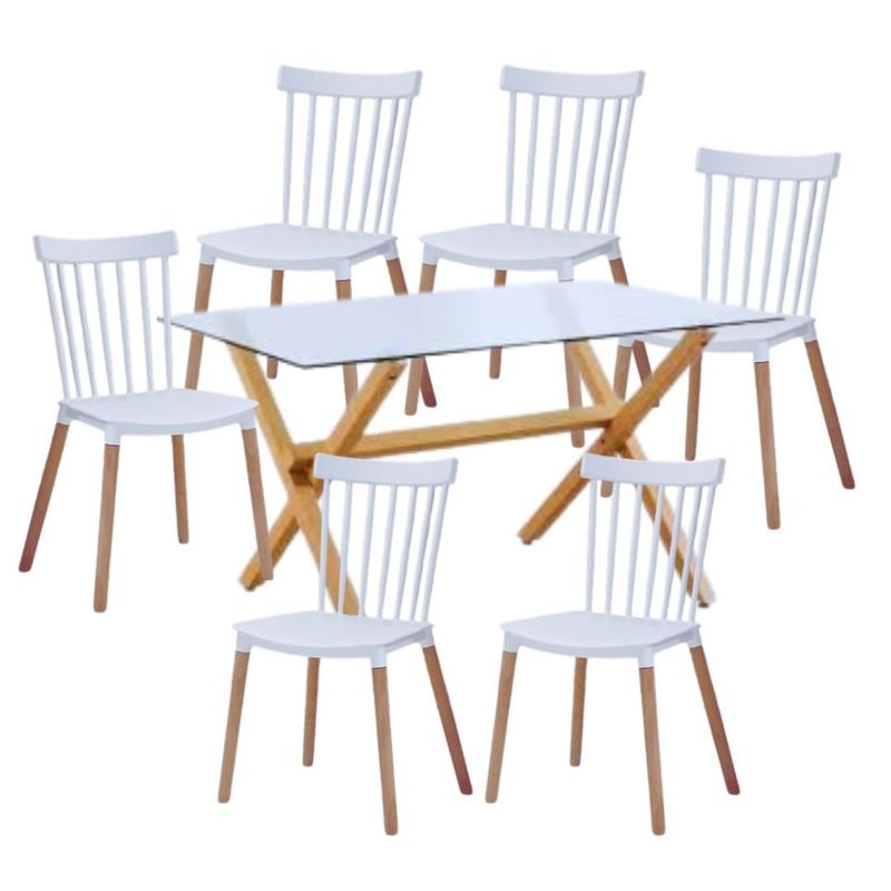 GENERICO - juego comedor 140x90 mas 6 sillas Windsor BLANCAS