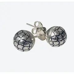 TAETHAI - Aros plata 925 al lóbulo, bolita envejecida
