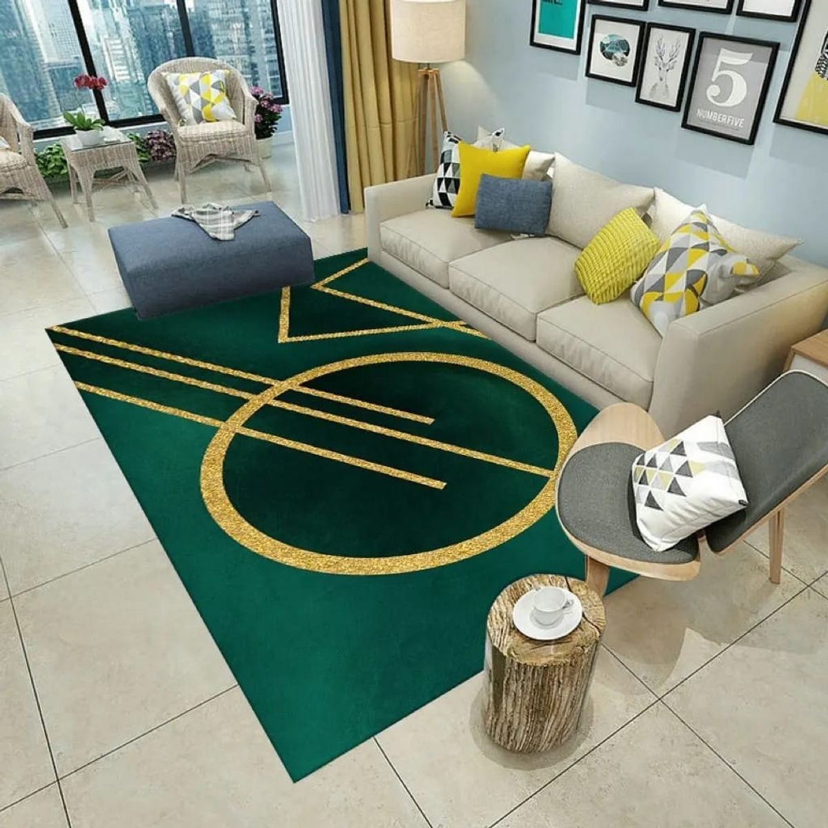 GENERICO - ALFOMBRA PARA LIVING ANTIDESLIZANTE CON DISEÑOS TRIDIMENCIONALES