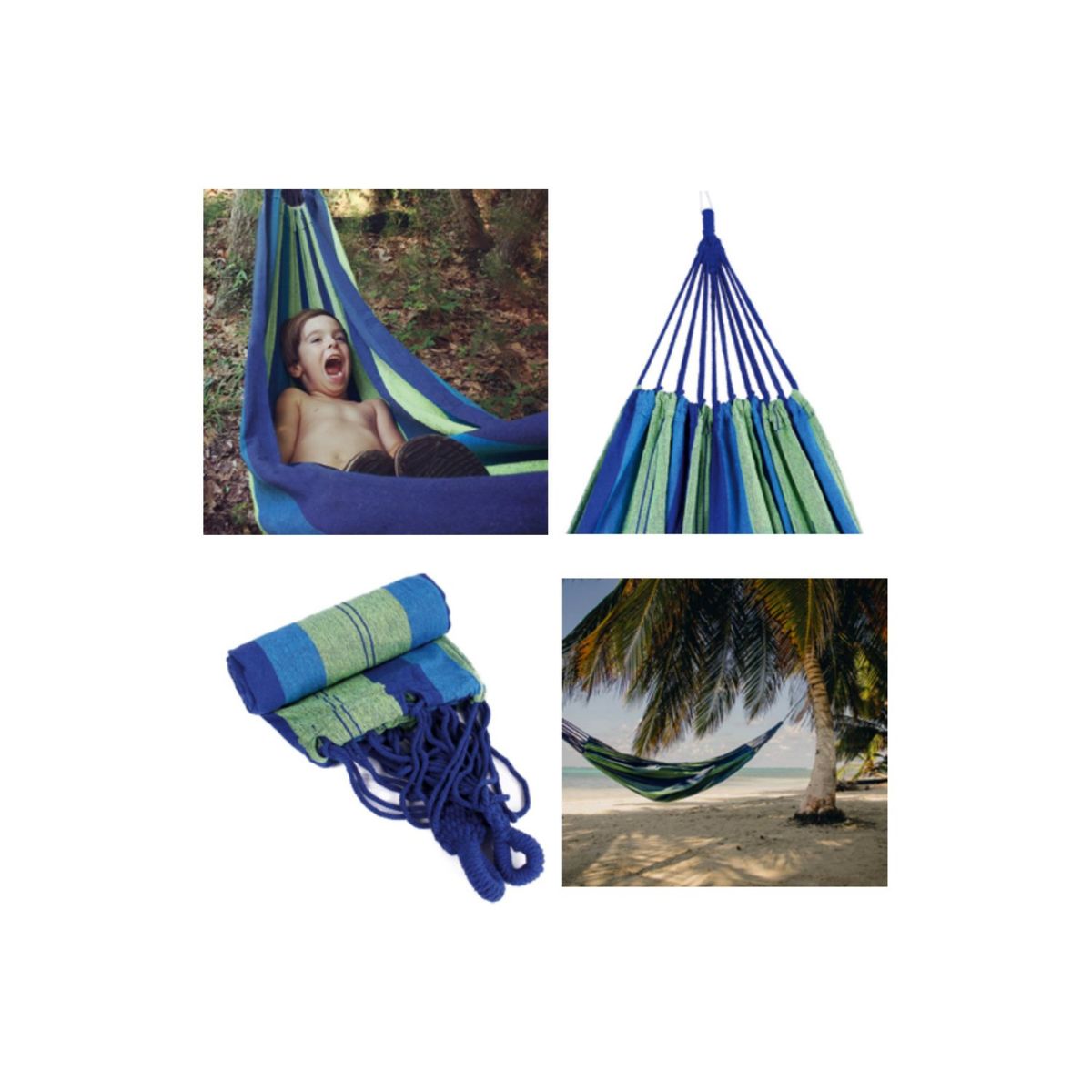 GENERICO - Hamaca De 180x150cms De Algodón Con Diseño Color Azul - SC
