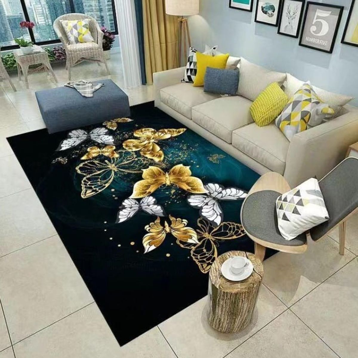 GENERICO - ALFOMBRA PARA LIVING ANTIDESLIZANTE CON DISEÑOS TRIDIMENCIONALES