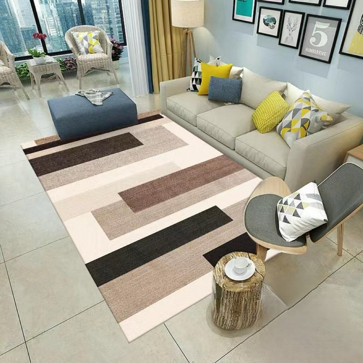 GENERICO - ALFOMBRA PARA LIVING ANTIDESLIZANTE CON DISEÑOS TRIDIMENCIONALES
