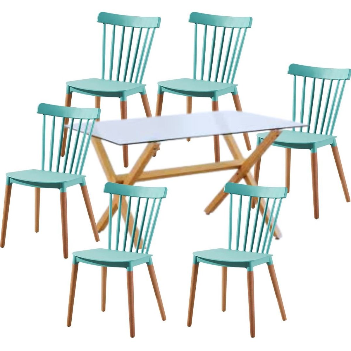 GENERICO - juego comedor 140x90 mas 6 sillas Windsor MENTA