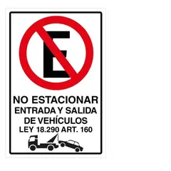 GENERICO - Señal No Estacionar Entrada Y Salida Vehiculos 60x40cm Metal