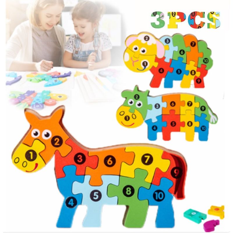 GENERICO - Pack 3 Juguetes Didácticos De Madera Para Niños
