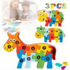 GENERICO - Pack 3 Juguetes Didácticos De Madera Para Niños