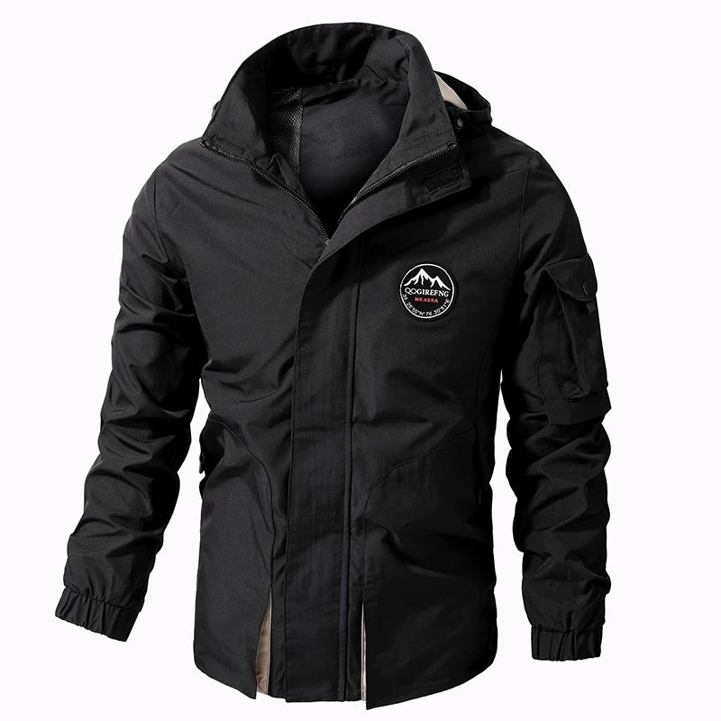 LEDUNTINO - Chaqueta impermeable con capucha para hombre Verde