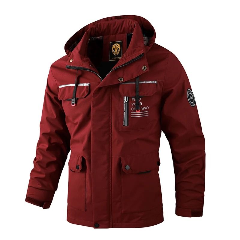 LEDUNTINO - Chaqueta informal con capucha Softshell para hombre Burdeo