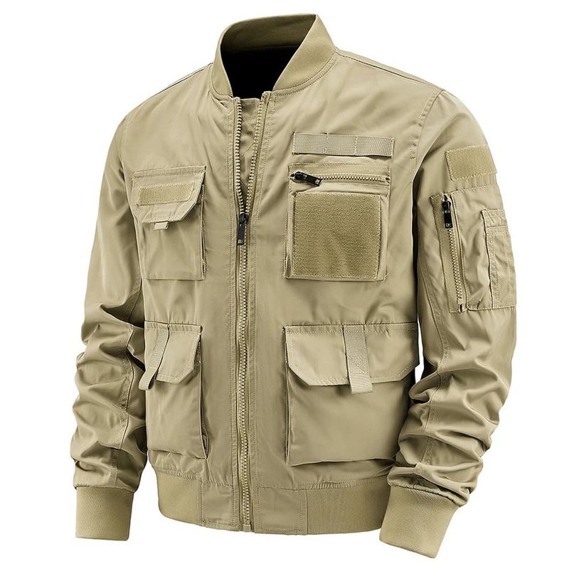 LEDUNTINO - Chaqueta de trabajo multibolsillos para hombre Dorado