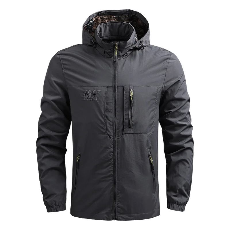 LEDUNTINO - Chaqueta de exterior Softshell con capucha Gris