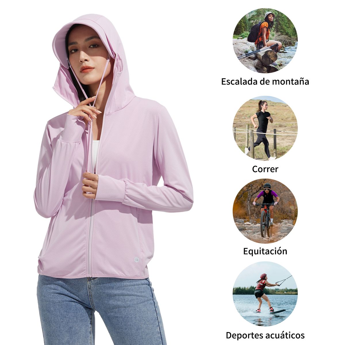 KOKILA - Polera Deportiva Manga Larga Secado Rápido Protección UPF 50+