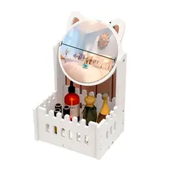 GENERICO - Organizador de Maquillaje con Espejo de Orejas de Gato
