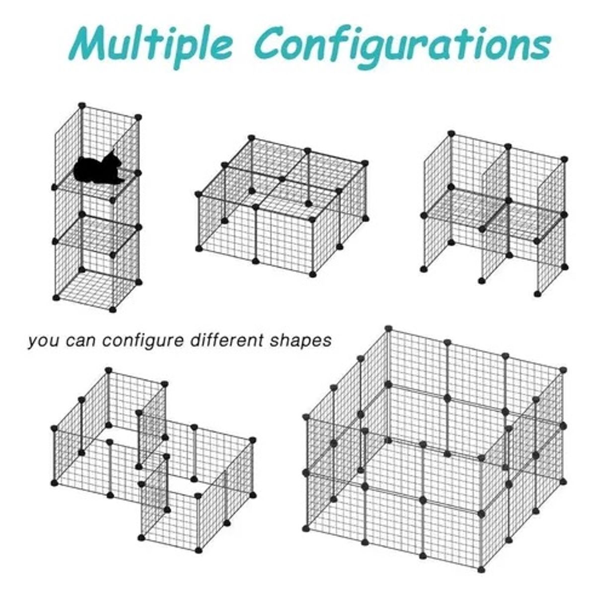 LAVANDAPET - Jaula Armable De 12 Paneles Perro Conejo Cuy Hurón Corral
