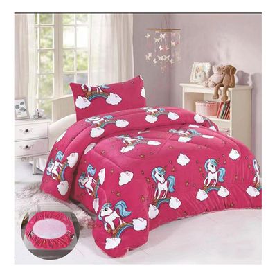 Imagen 2 del producto Cobertor Chiporro y Sabana Bajera Polar Infantil 1.5 Plazas Fucsia Unicornio