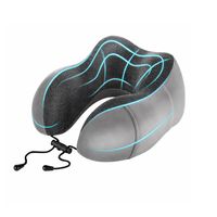 Cómodo Almohada De Viaje Espuma De Memoria Cojín Para Cuello Color Gris