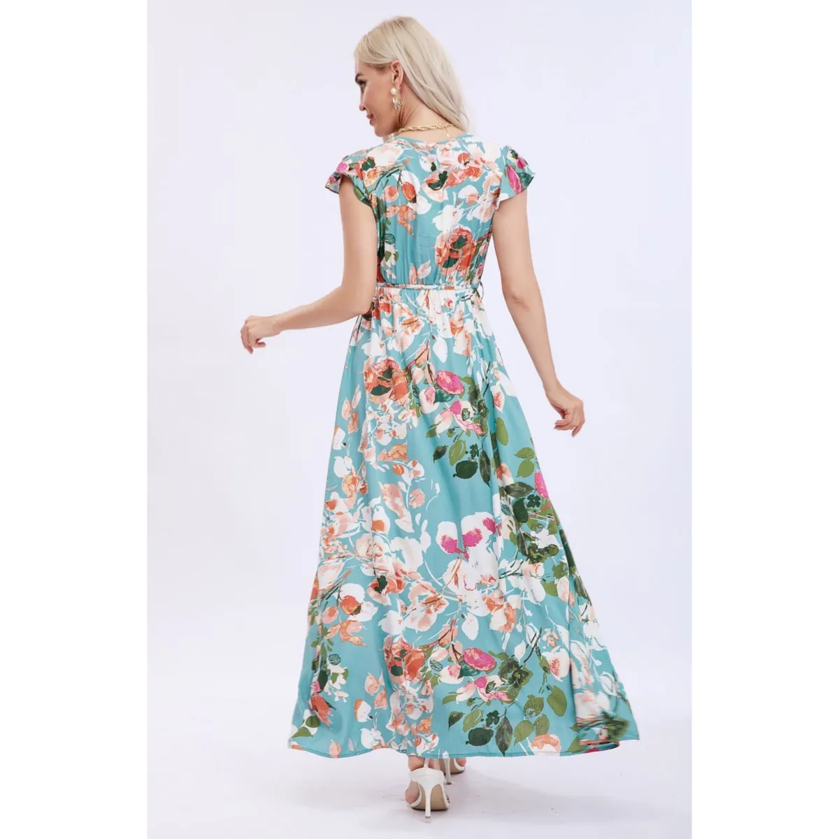 LIKE SHOP - Vestido Largo Primavera Mujer Maxi Vestido Tendencia Flores 266