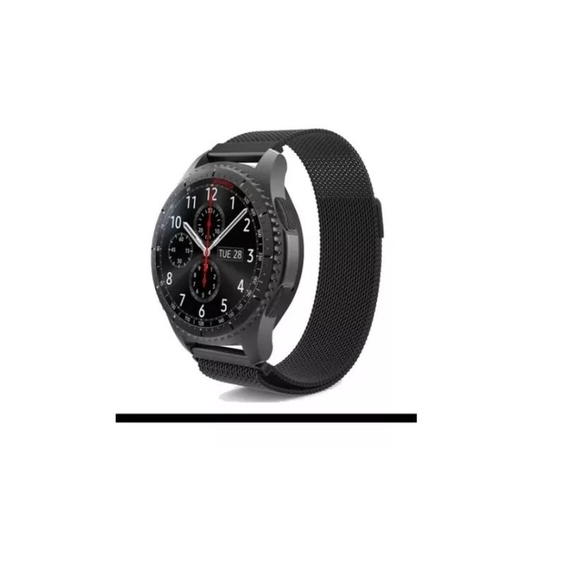 GENERICO - Correa Metálica Magnetica Para Samsung/huawei - 22 Mm-NEGRO