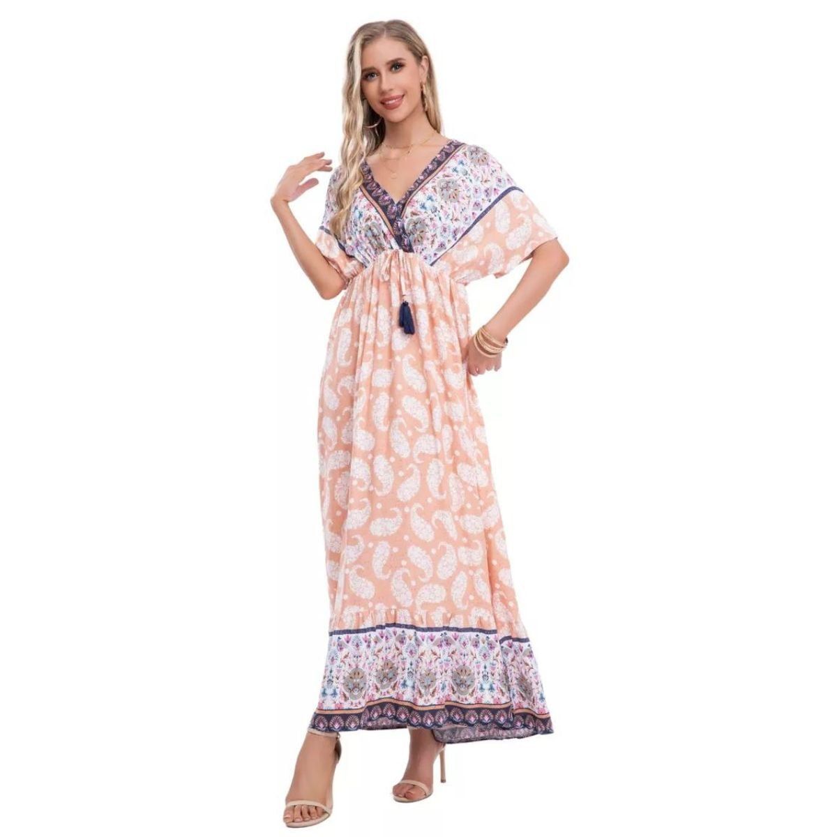 LIKE SHOP - Vestido Largo Primavera Mujer Algodón Flores Calidad 273