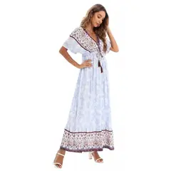 MPROPIA - Vestido Largo Primavera Mujer Algodón Flores Calidad 273