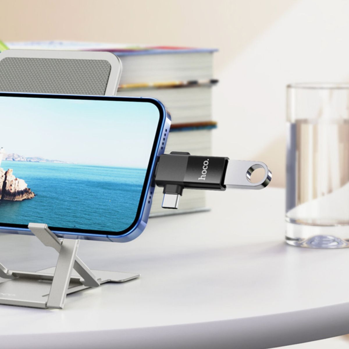 HOCO - Adaptador Hoco UA17 Lightning macho  Tipo-C macho a USB