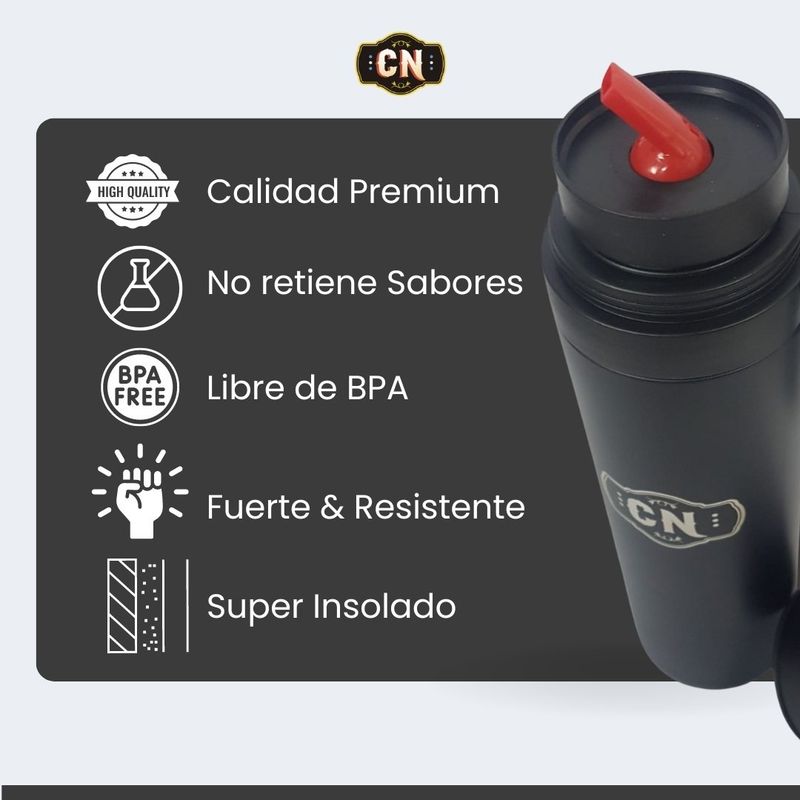 COSAS NUESTRAS - Termo De Acero Inoxidable Con Sifón Y Asa 1 Lt negro
