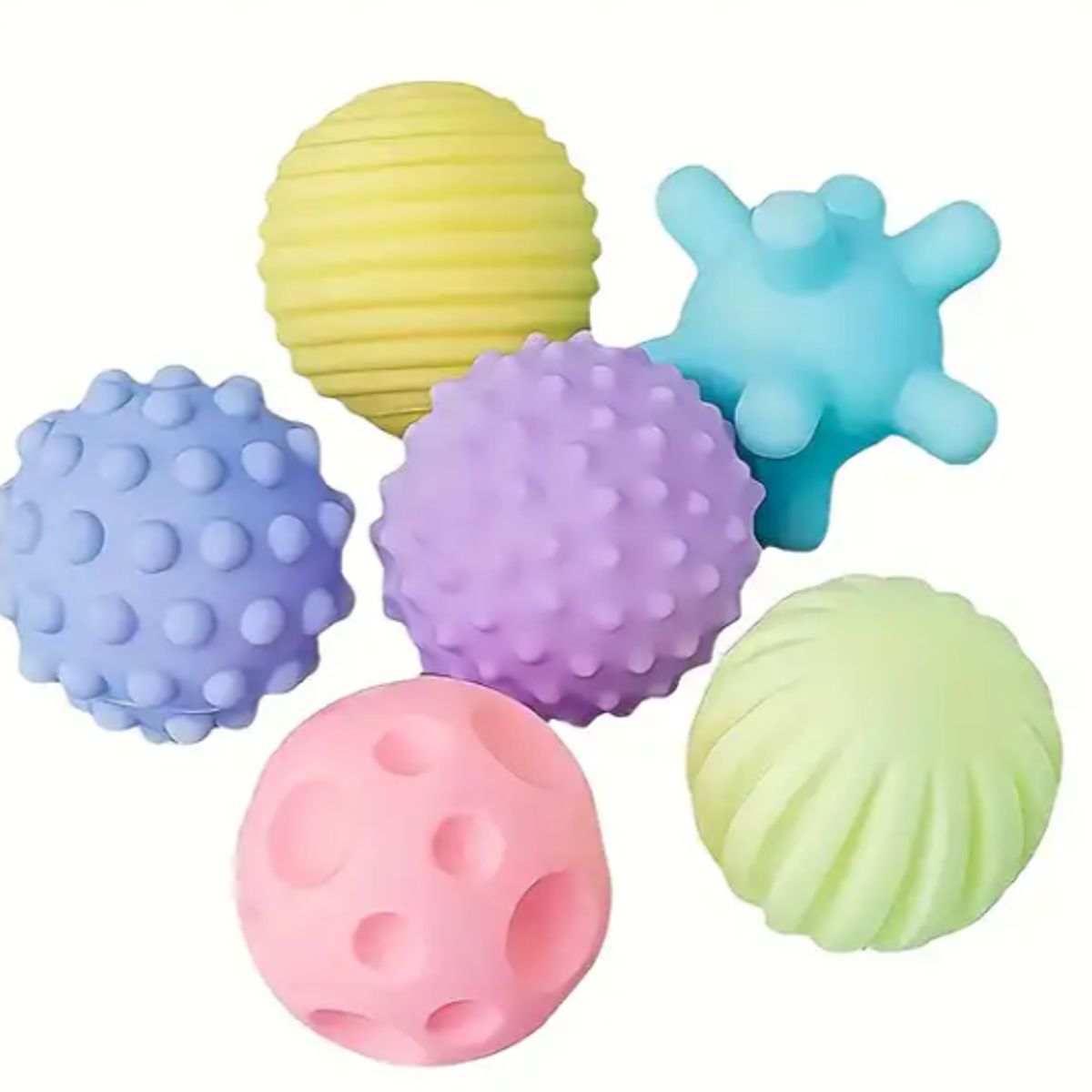 GENERICO - Set De 6 Pelotas Con Sonido Al Tacto Texturizadas Para Bebés