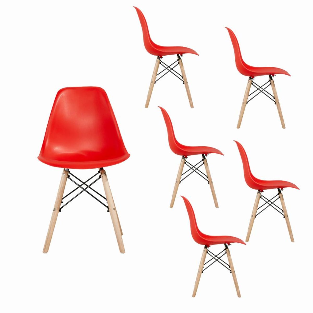 SPAZZIO - Kit 6 sillas Badem rojas