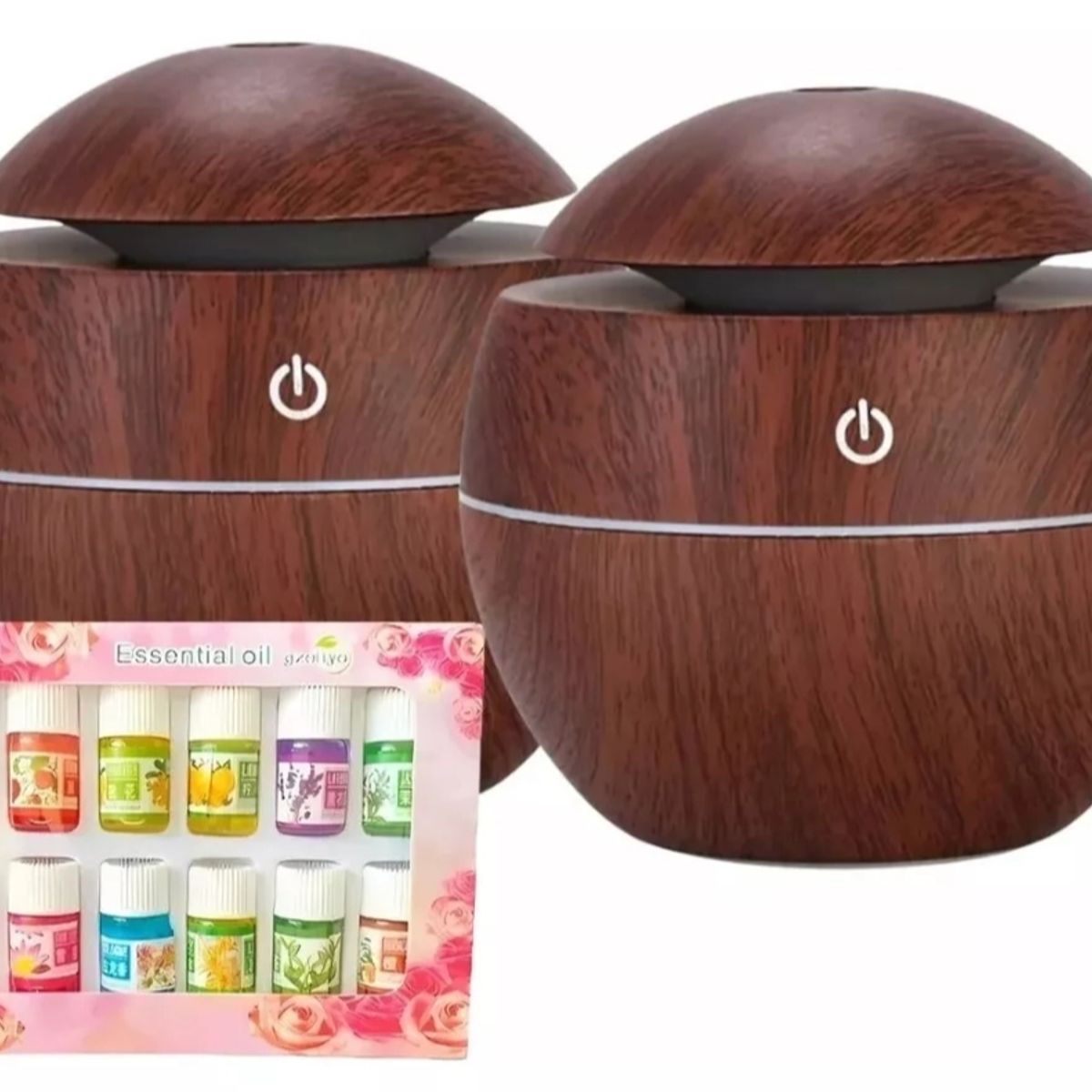 GENERICO - Pack 2 Humidificador Aromatizador Usb 7 Led + 12 Esencias