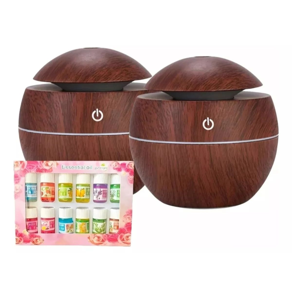 GENERICO - Pack 2 Humidificador Aromatizador Usb 7 Led + 12 Esencias