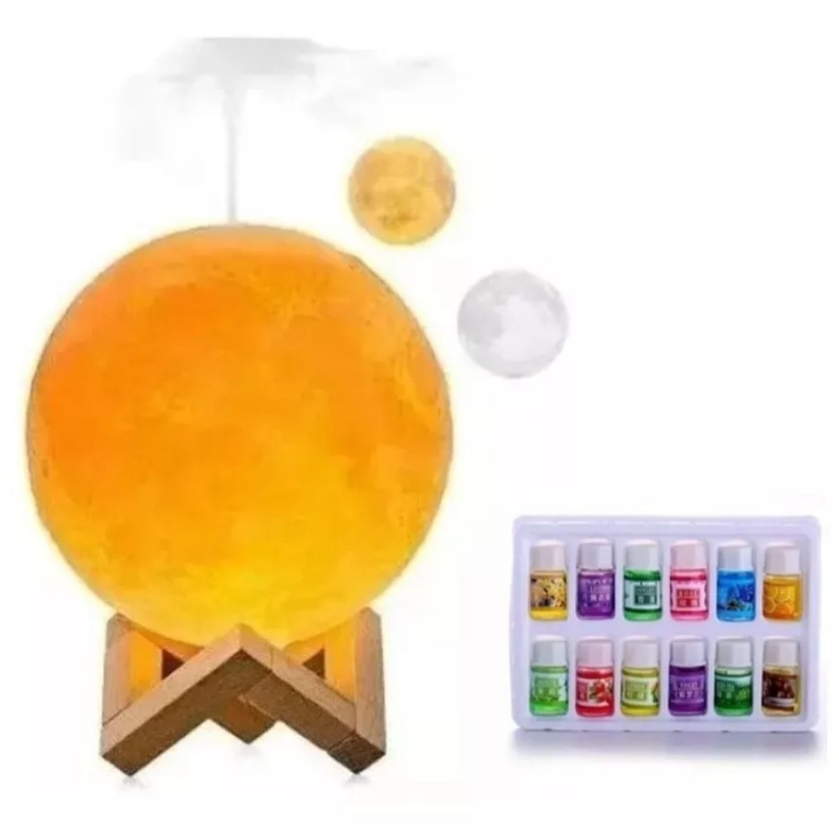 GENERICO - Humidificador Difusor Aroma Lampara Luna 3 + 12 Esencias