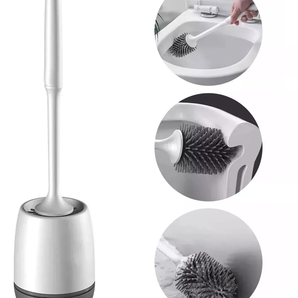 MUNDO MAGIA - Escobilla De Limpieza De Baño De Silicona Con Soporte