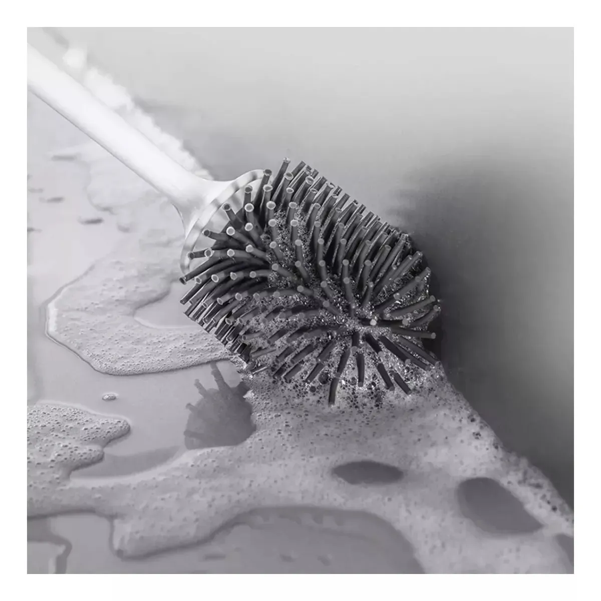 MUNDO MAGIA - Escobilla De Limpieza De Baño De Silicona Con Soporte