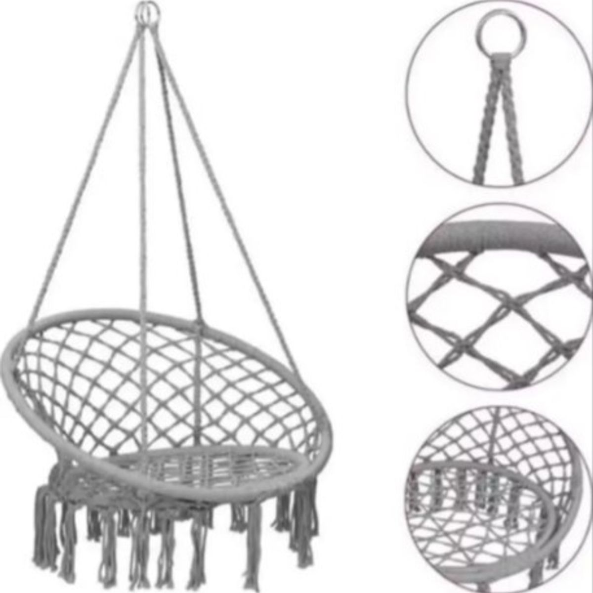 GENERICO - SILLA TIPO HAMACA COLGANTE ESPECIAL PARA  JARDIN O DORMITORIOS UNICOLOR GRIS
