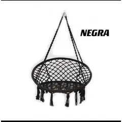 GENERICO - SILLA TIPO HAMACA COLGANTE ESPECIAL PARA JARDIN O DORMITORIOS UNICOLOR NEGRO