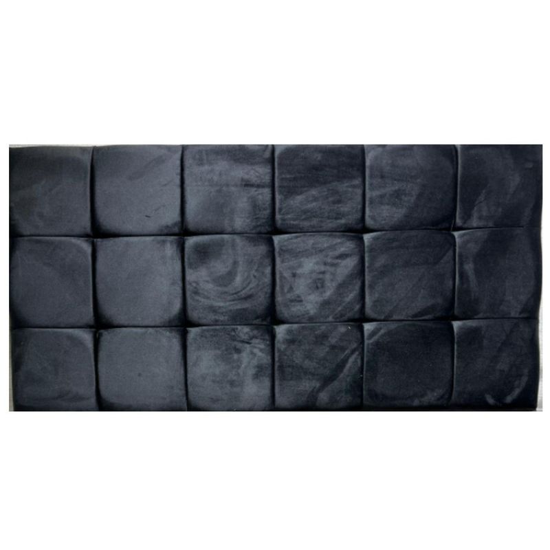 DULCES SUEÑOS - Respaldo Moderno 2 Plaza Diseño Rombo Negro Felpa