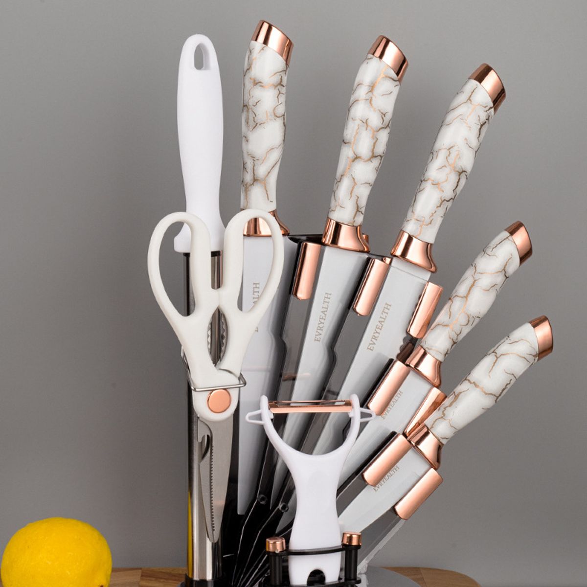 GENERICO - Set De Cuchillos Premium 9 Piezas Con Soporte Giratorio