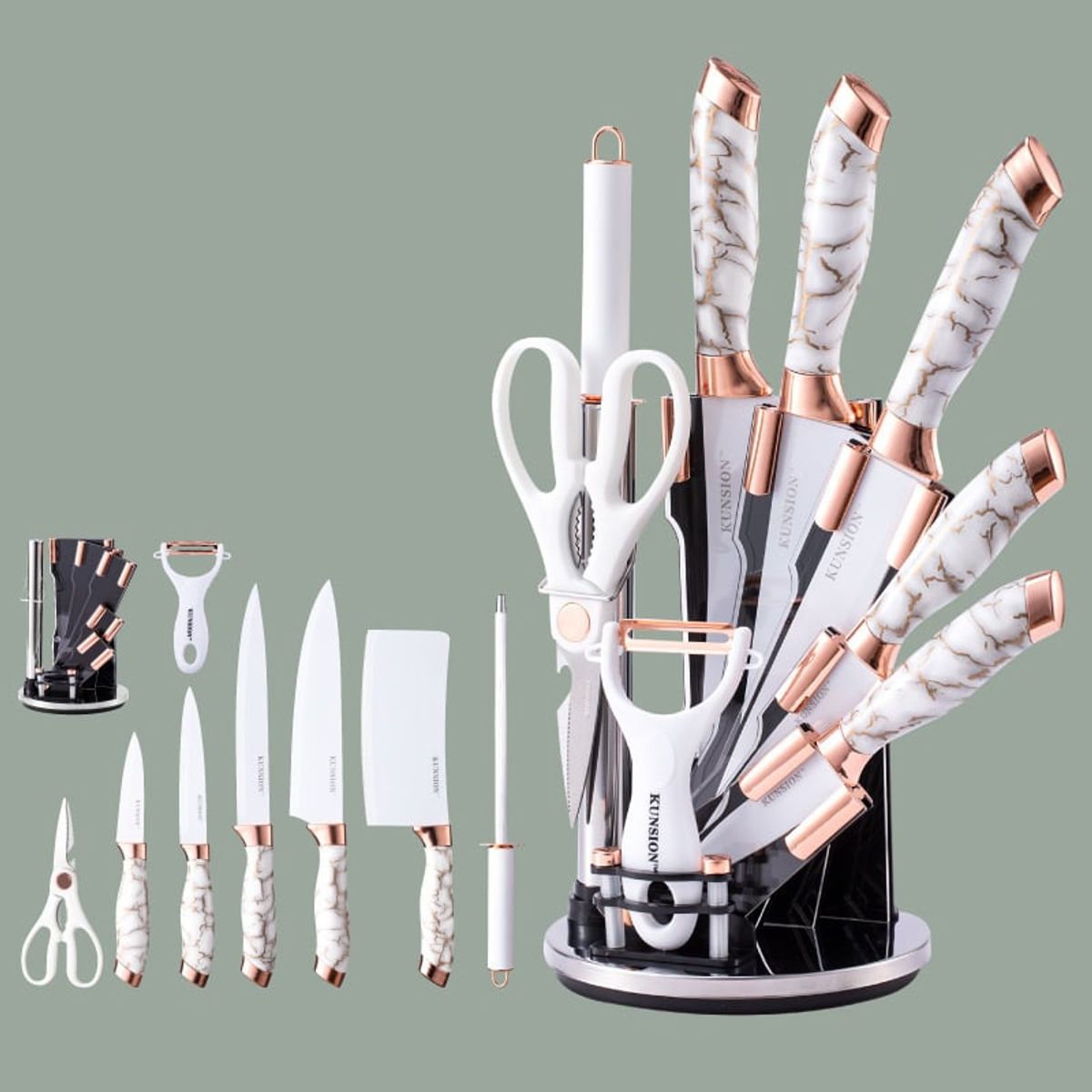 GENERICO - Set De Cuchillos Premium 9 Piezas Con Soporte Giratorio