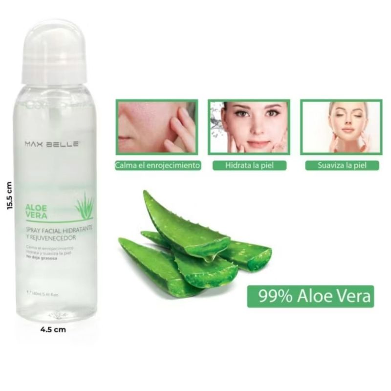 MAX BELLE - Spray Hidratante Y Rejuvenecedor Aloe Vera.-