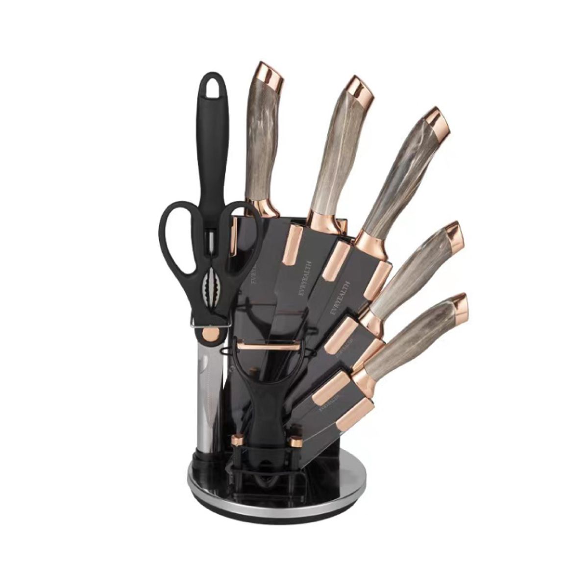 GENERICO - Set De Cuchillos Premium 9 Piezas Con Soporte Giratorio