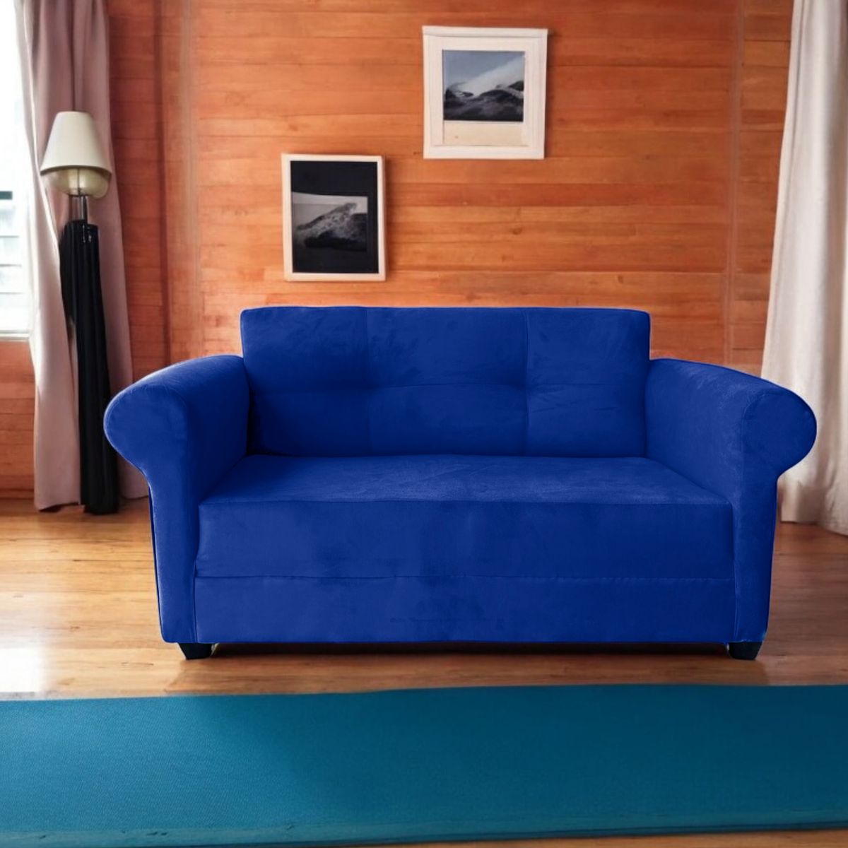 GENERICO - Sofa 2 Cuerpos Barcelona Felpa Azul