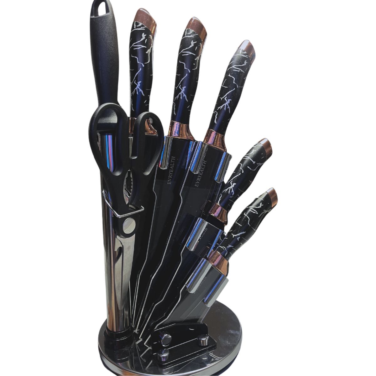 GENERICO - Set De Cuchillos Premium 9 Piezas Con Soporte Giratorio