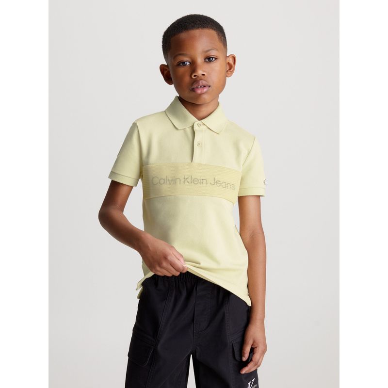 CALVIN KLEIN - Polo Niño Layered Mesh Verde Calvin Klein