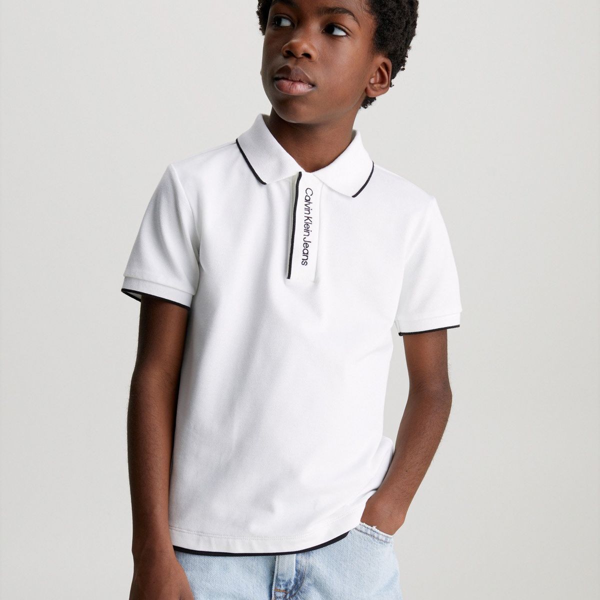 CALVIN KLEIN - Polo Niño Intarsia Blanco Calvin Klein