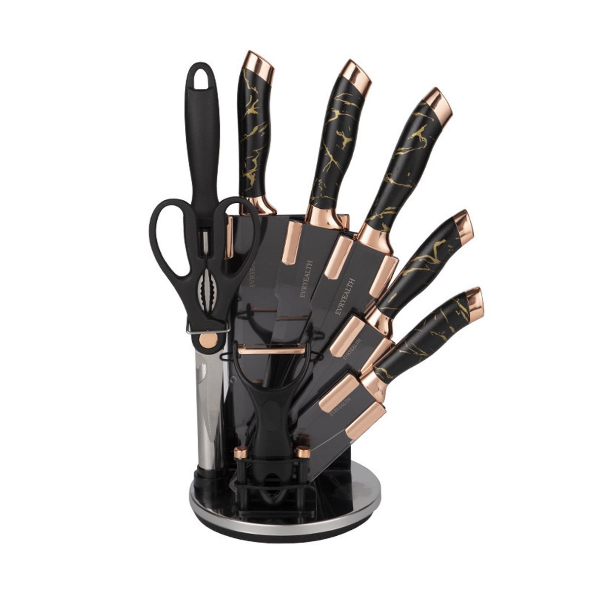 GENERICO - Set De Cuchillos Premium 9 Piezas Con Soporte Giratorio