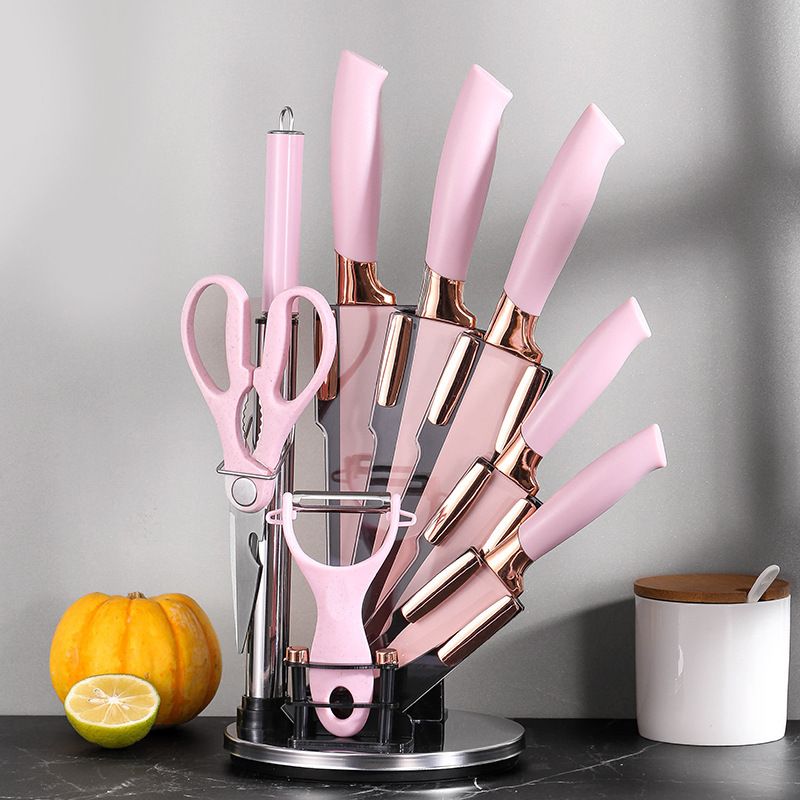 GENERICO - Set De Cuchillos Premium 9 Piezas Con Soporte Giratorio