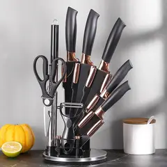 GENERICO - Set De Cuchillos Premium 9 Piezas Con Soporte Giratorio