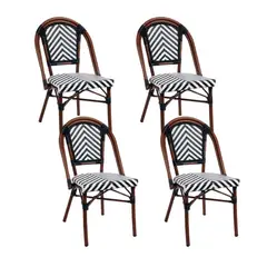 KLIK - Pack de 4 Sillas Bistro Parisina Rattan - Blanca con negro