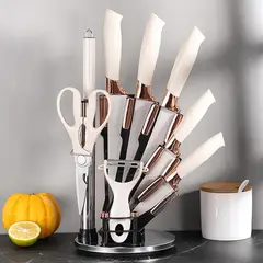 GENERICO - Set De Cuchillos Premium 9 Piezas Con Soporte Giratorio
